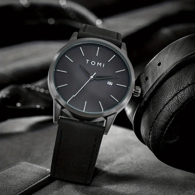 TOMI T-071 Watch For Men Date Quartz Round Shape
