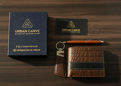 Legacy Set for Him: Premium Textured Wallet, Keychain & Pen