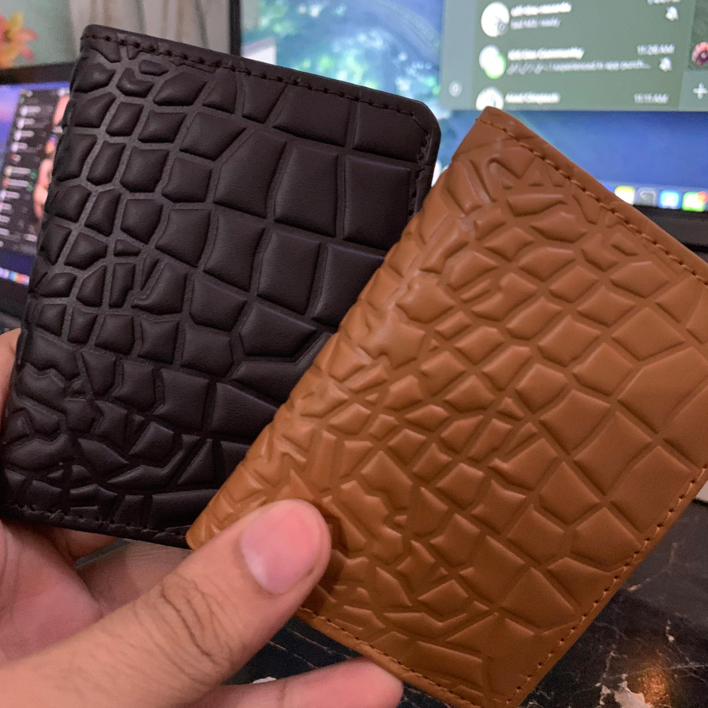 Premium Croc-Textured Leather Card Holder Wallet