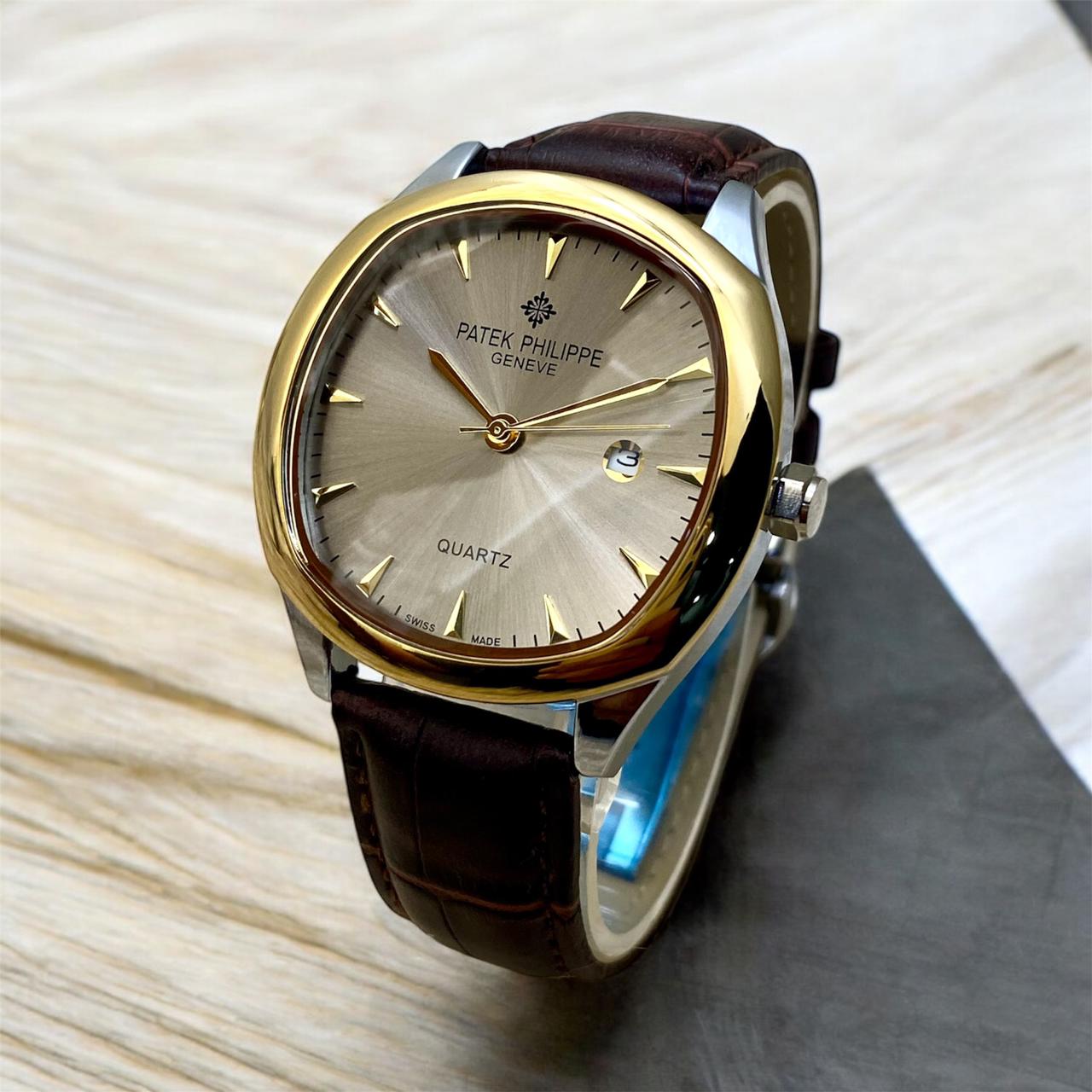 Patek Philippe Master Lock Watch – Date Function with Genuine Leather Strap
