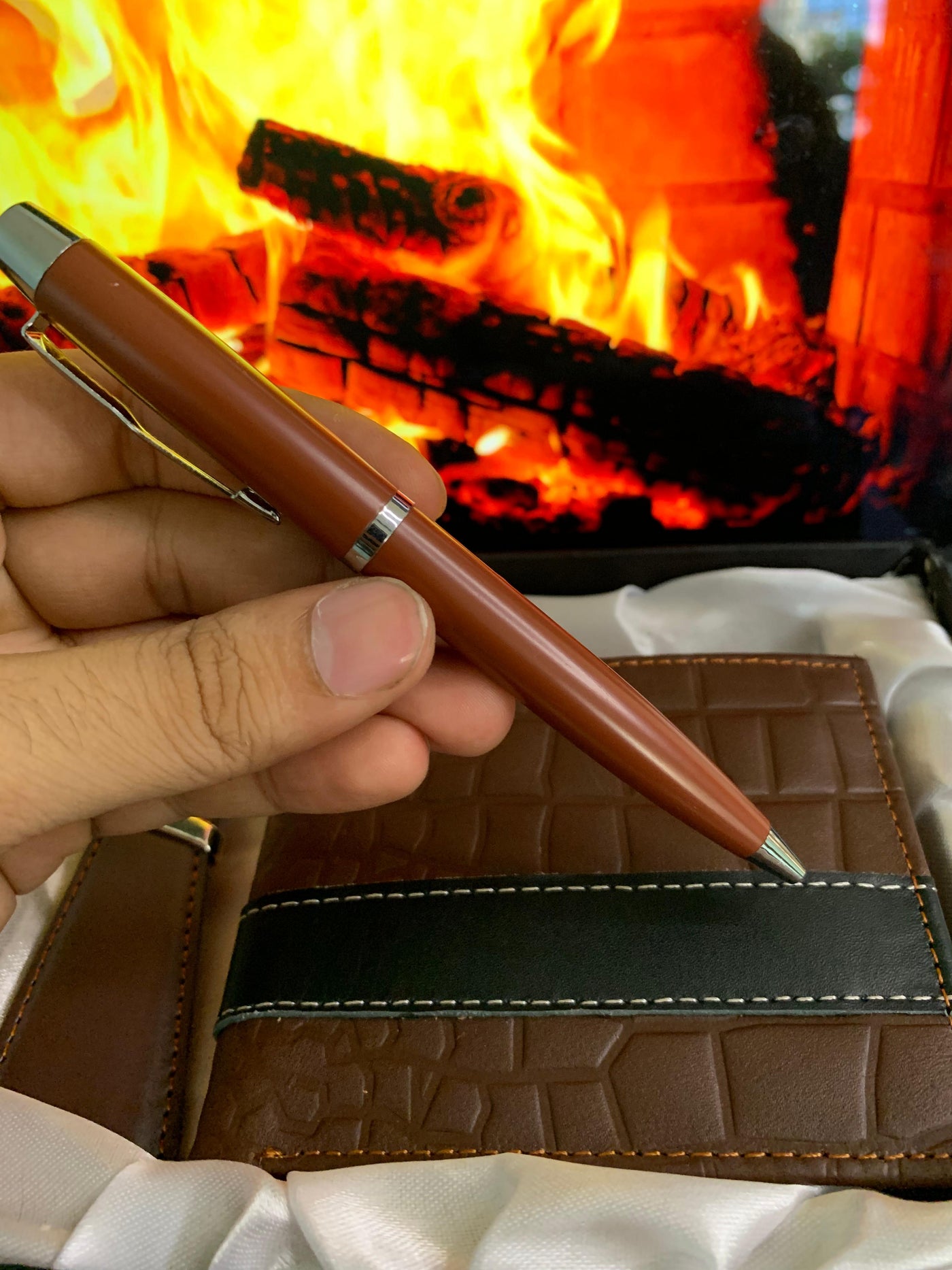 Legacy Set for Him: Premium Textured Wallet, Keychain & Pen