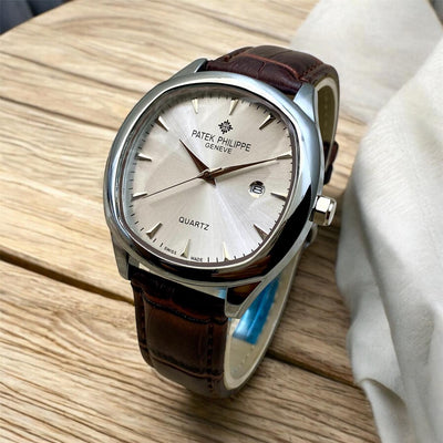 Patek Philippe Master Lock Watch – Date Function with Genuine Leather Strap