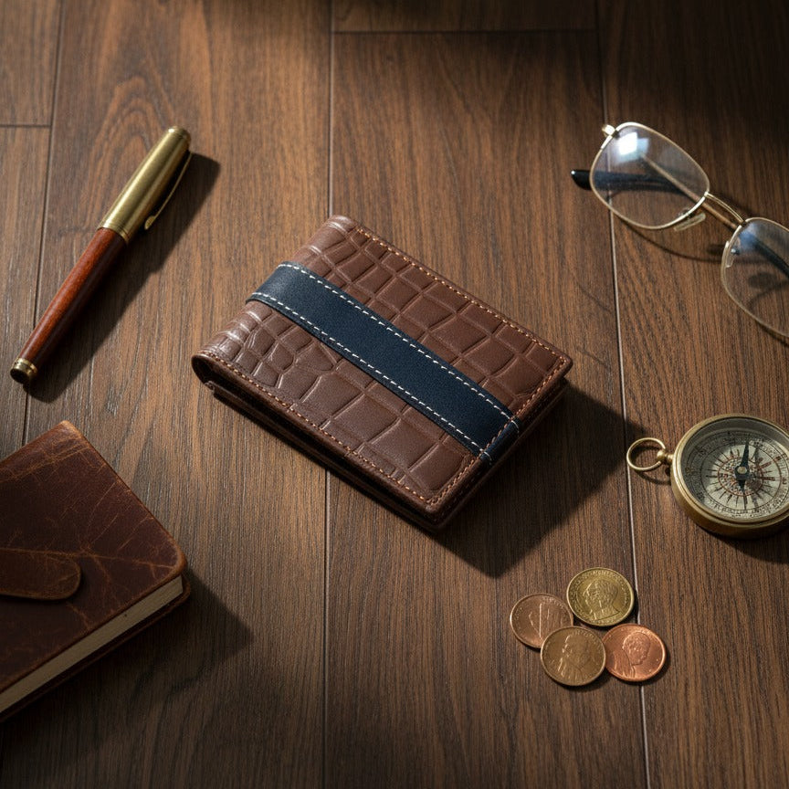 Urban crocodile Style Leather bi-fold Wallet for Men