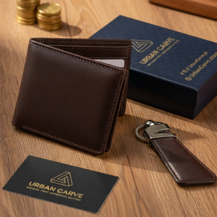 Wallet & Keychain Set – Minimalist Leather Combo
