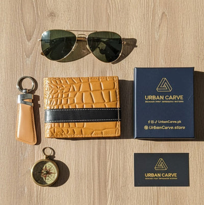 Luxury Crocodile Texture Wallet & Keychain Combo in Gift Box